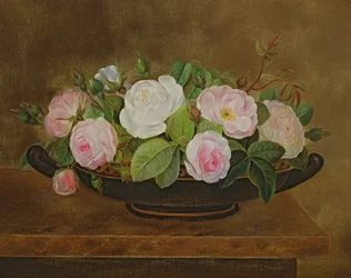 Bowl of Roses on a Marble Ledge